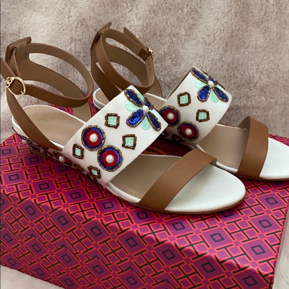 Tory Burch Estella embellished short heel sandal